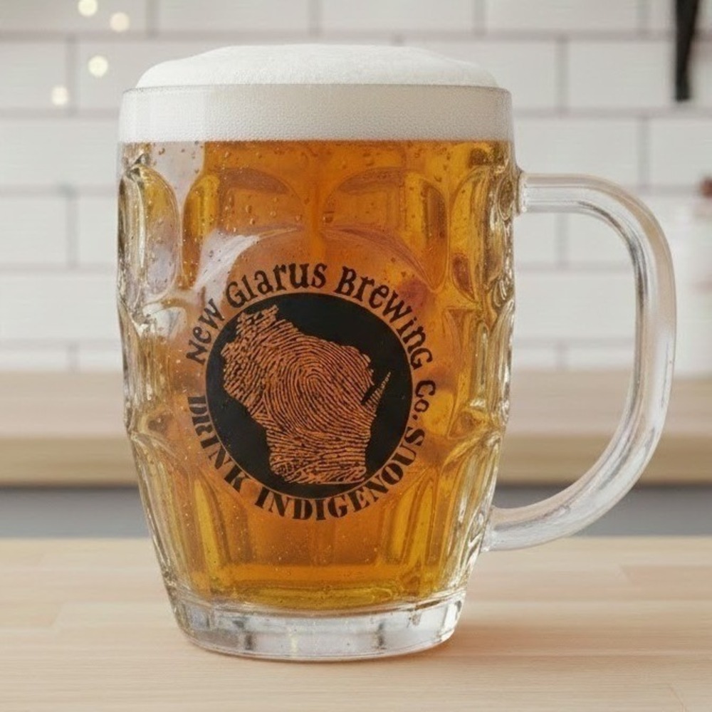 New Glarus Brewing Co Drink Indigenous Wisconsin Dimpled Glass Beer Stein Mug